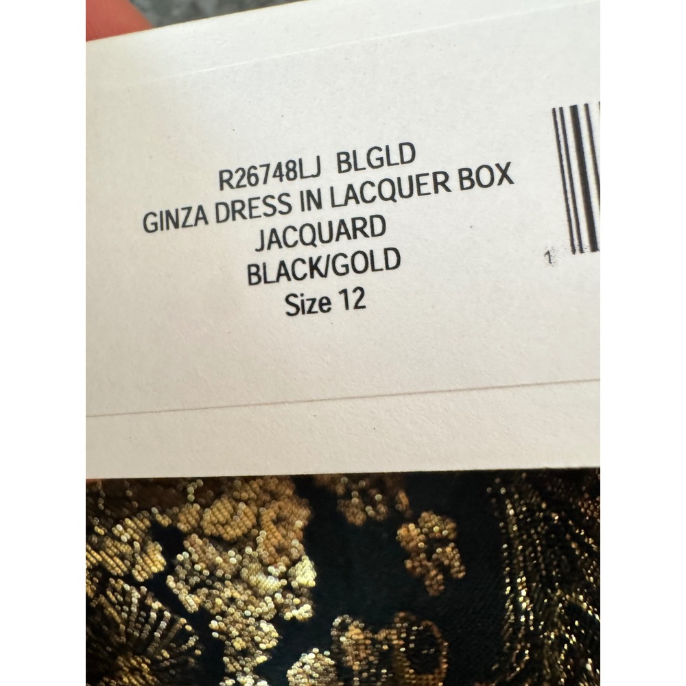 $3400 Adam Lippes Ginza Dress Lacquer Jacquard Black Gold Floral Metallic Sz 12 - Picture 2 of 11